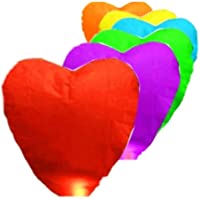 PIXNOR - 10 farolillos de papel chinos para pedir deseos y lanzar al aire- con forma de corazón- (color aleatorio)